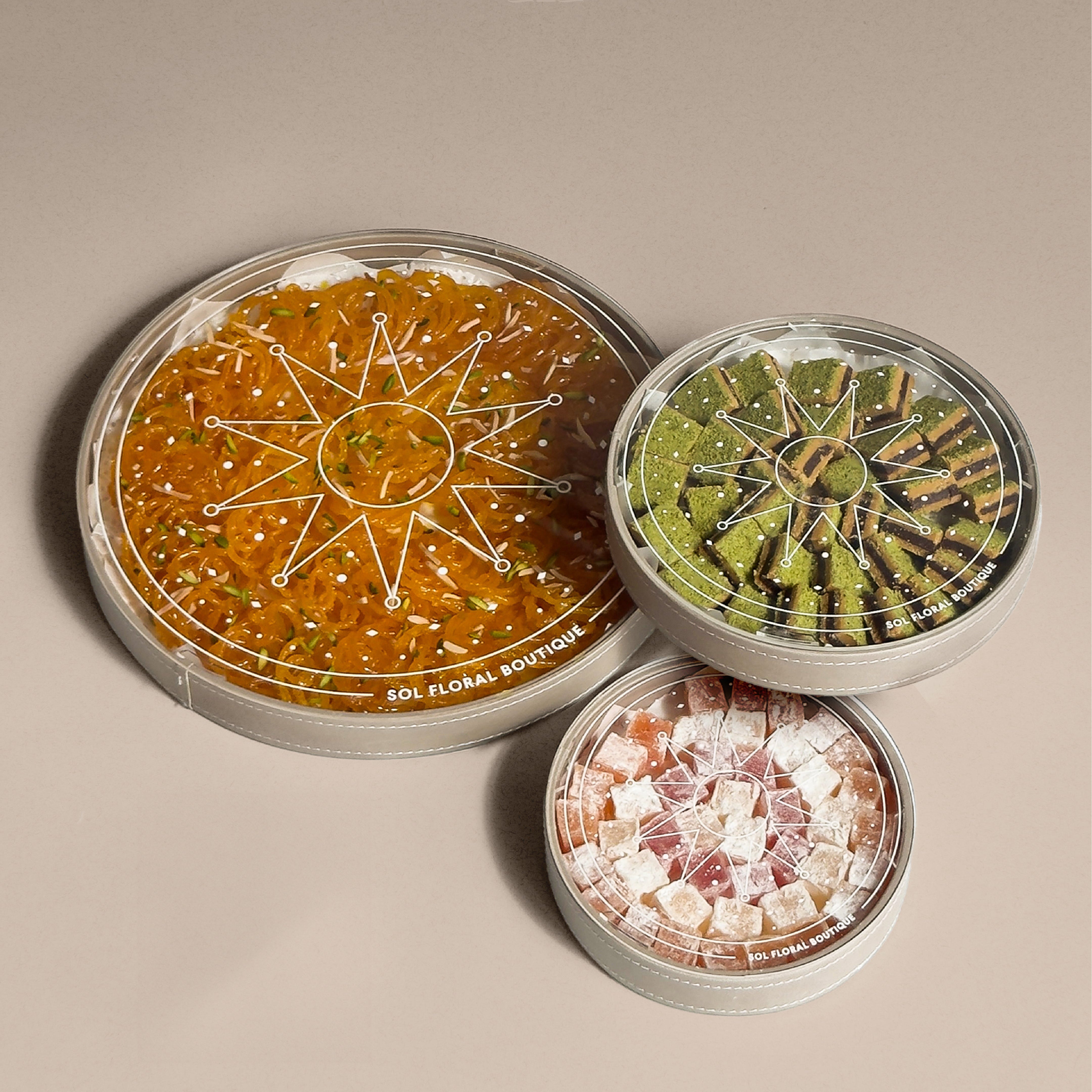 Three Golden Jalebi & Lokum Delights & Rangina Trays
